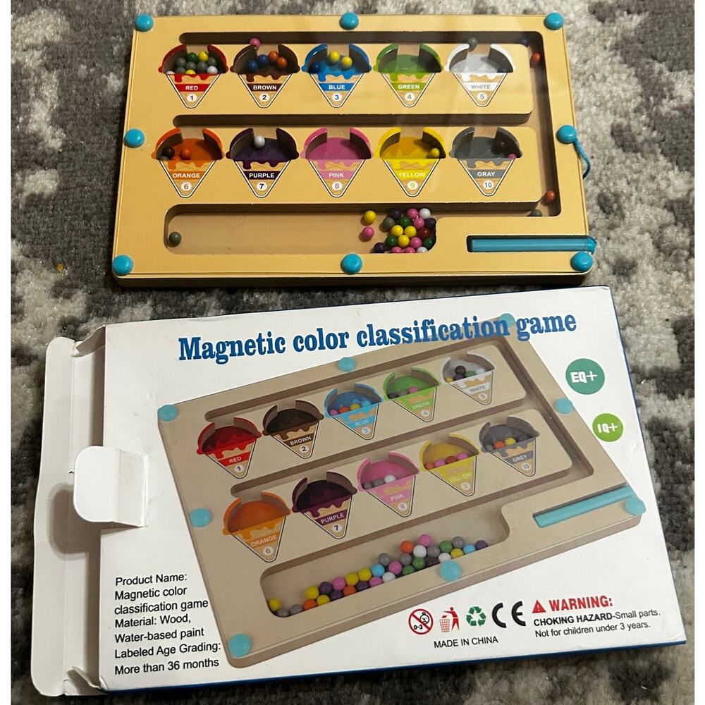 Montessori Wooden Magnetic Color & Number Maze Ice Cream Board
